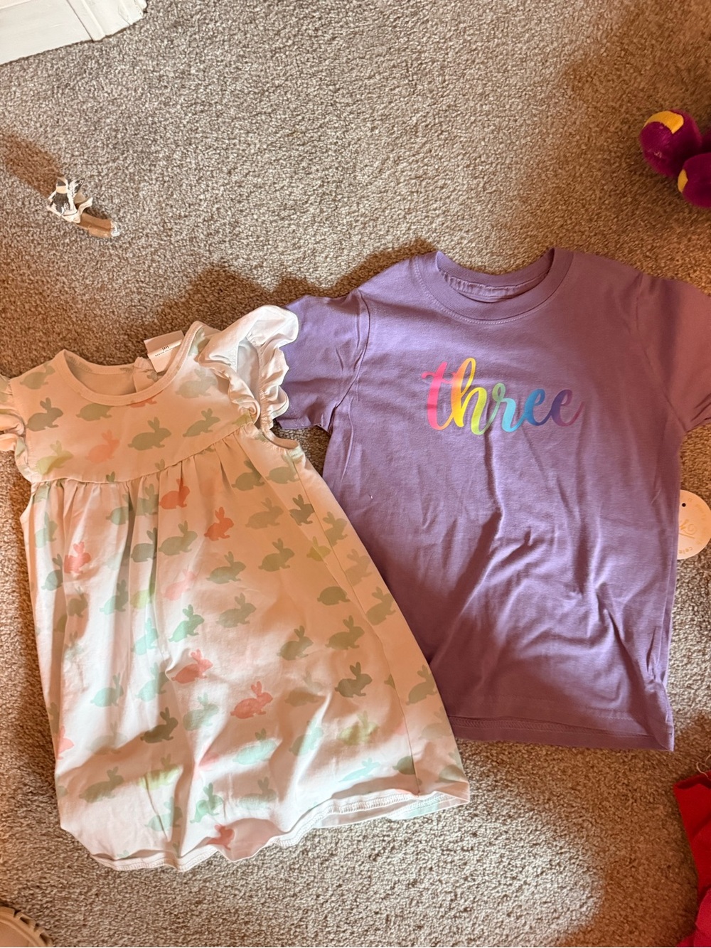 Girls' Lavender 'Three' Short-Sleeve Graphic Tee